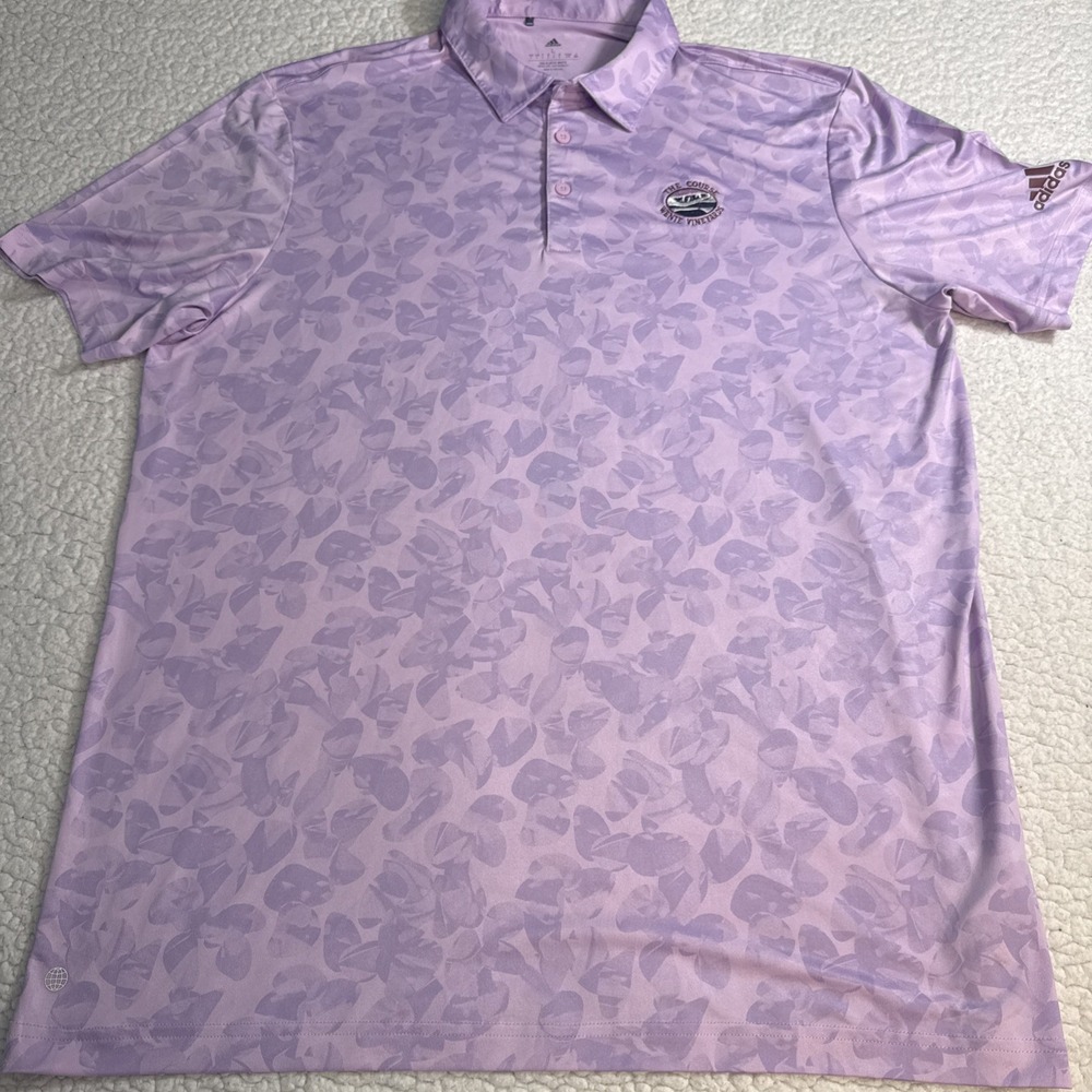 Adidas Golf Mens performance Large Purple Floral Camo Polo Shirt golf
